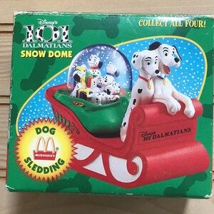 Disney 101 Dalmatians Dog Sledding Snow Dome McDonalds Spot Check Collectible